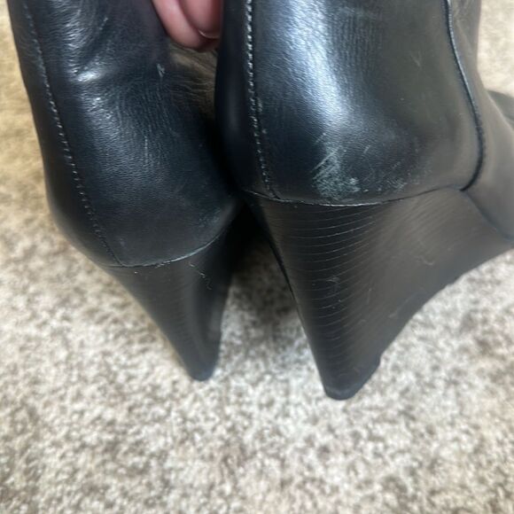 Tory Burch Leather Lowell Wedge Bootie, Black 10 - Picture 5 of 8